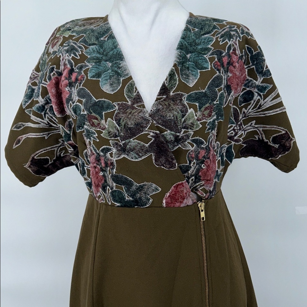 Hemant & Nandita Women’s Candida Olive Green Midi Dress Size 4 - Picture 5 of 11